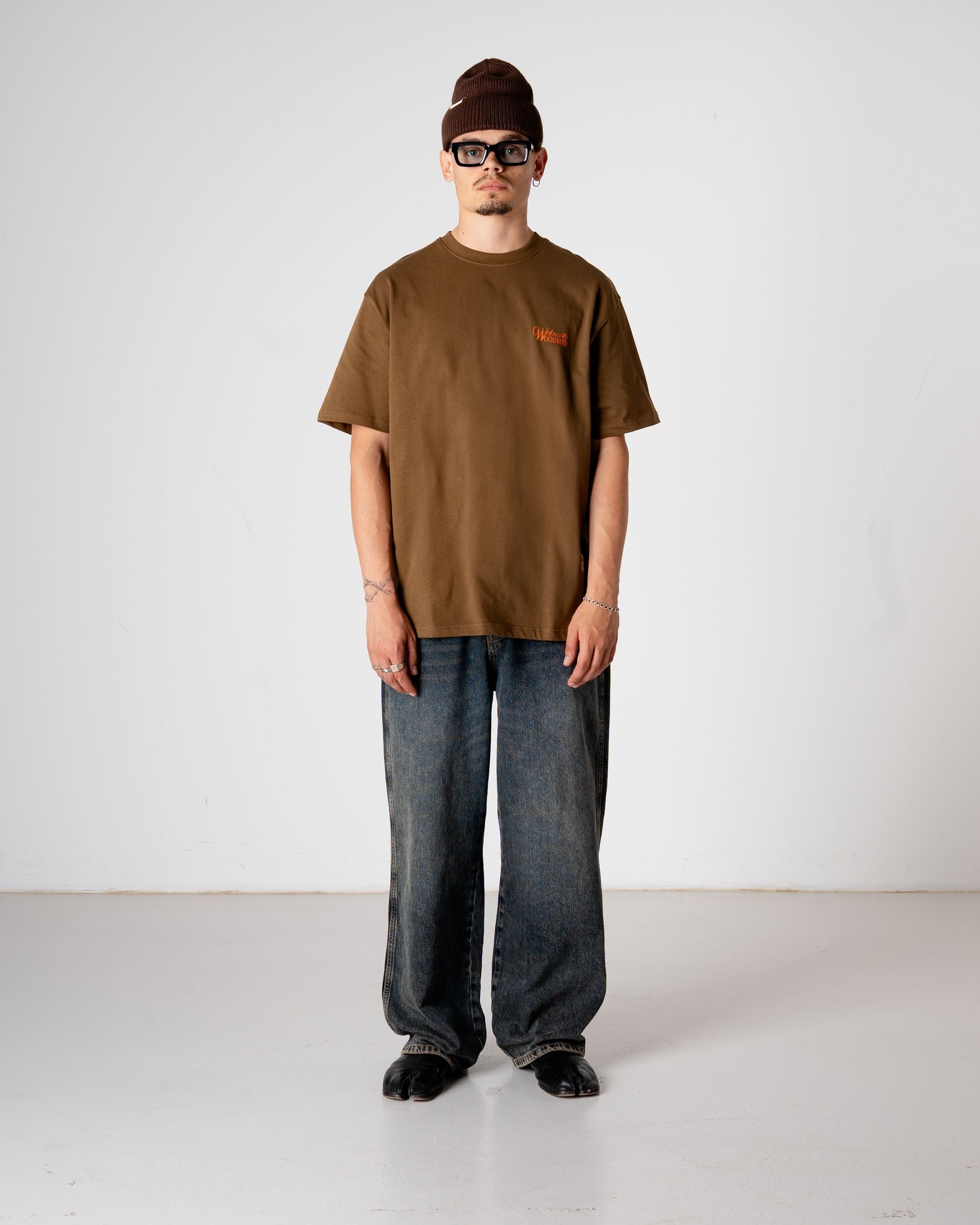 Woodbird WBBaine Flower Tee T-Shirts Dark Brown