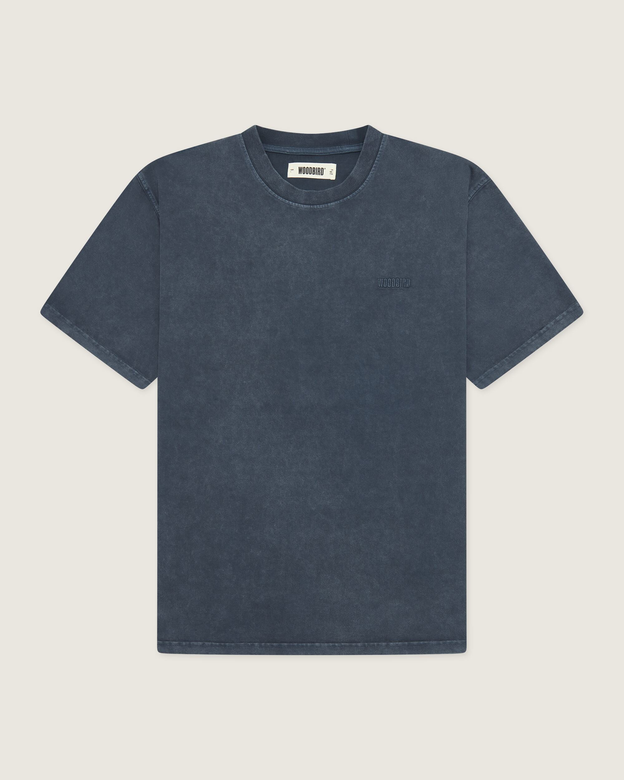Woodbird WBBaine Washed Tee T-Shirts Dusty Blue
