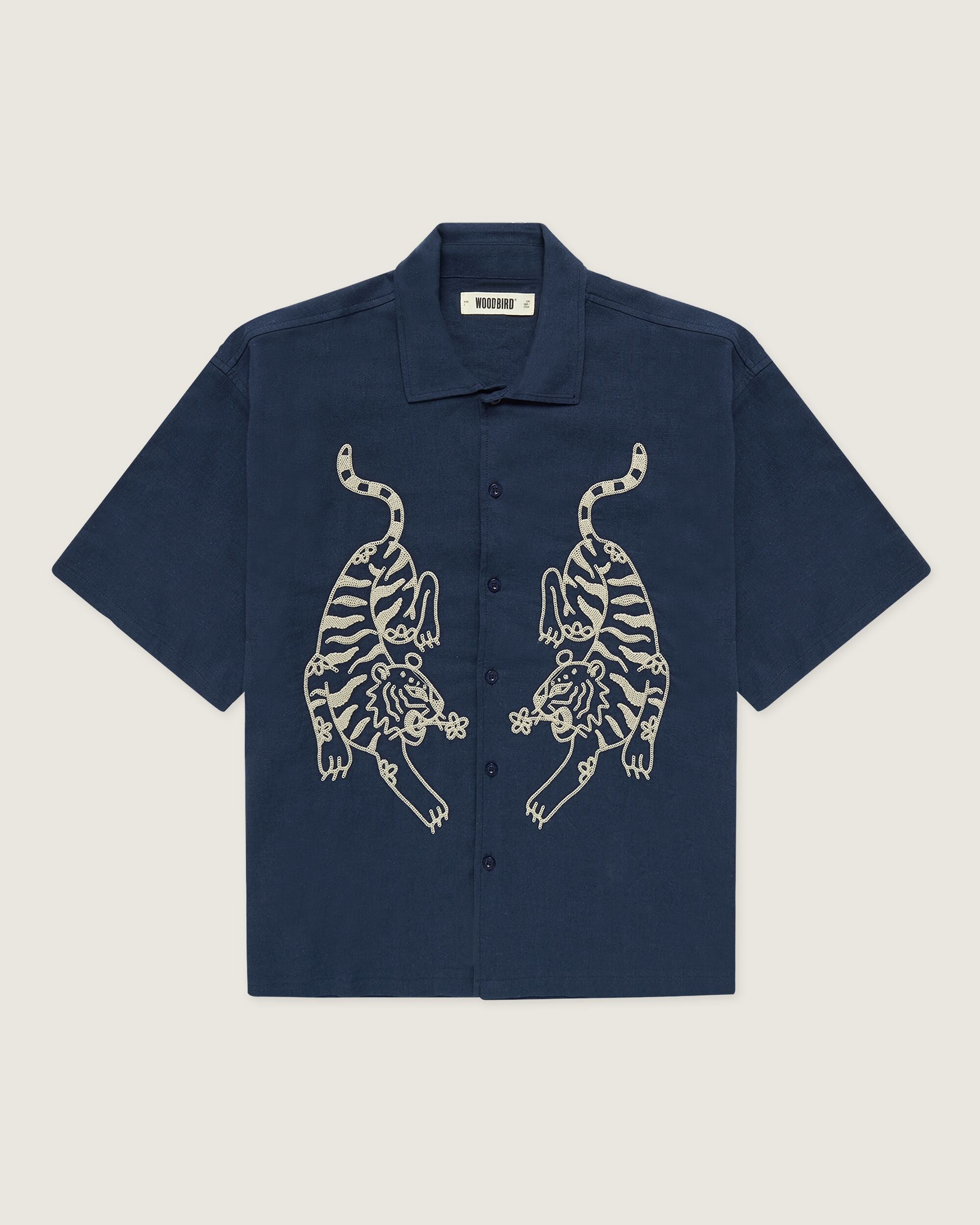 Woodbird Female WBBanks Tiger Shirt Shirts Navy
