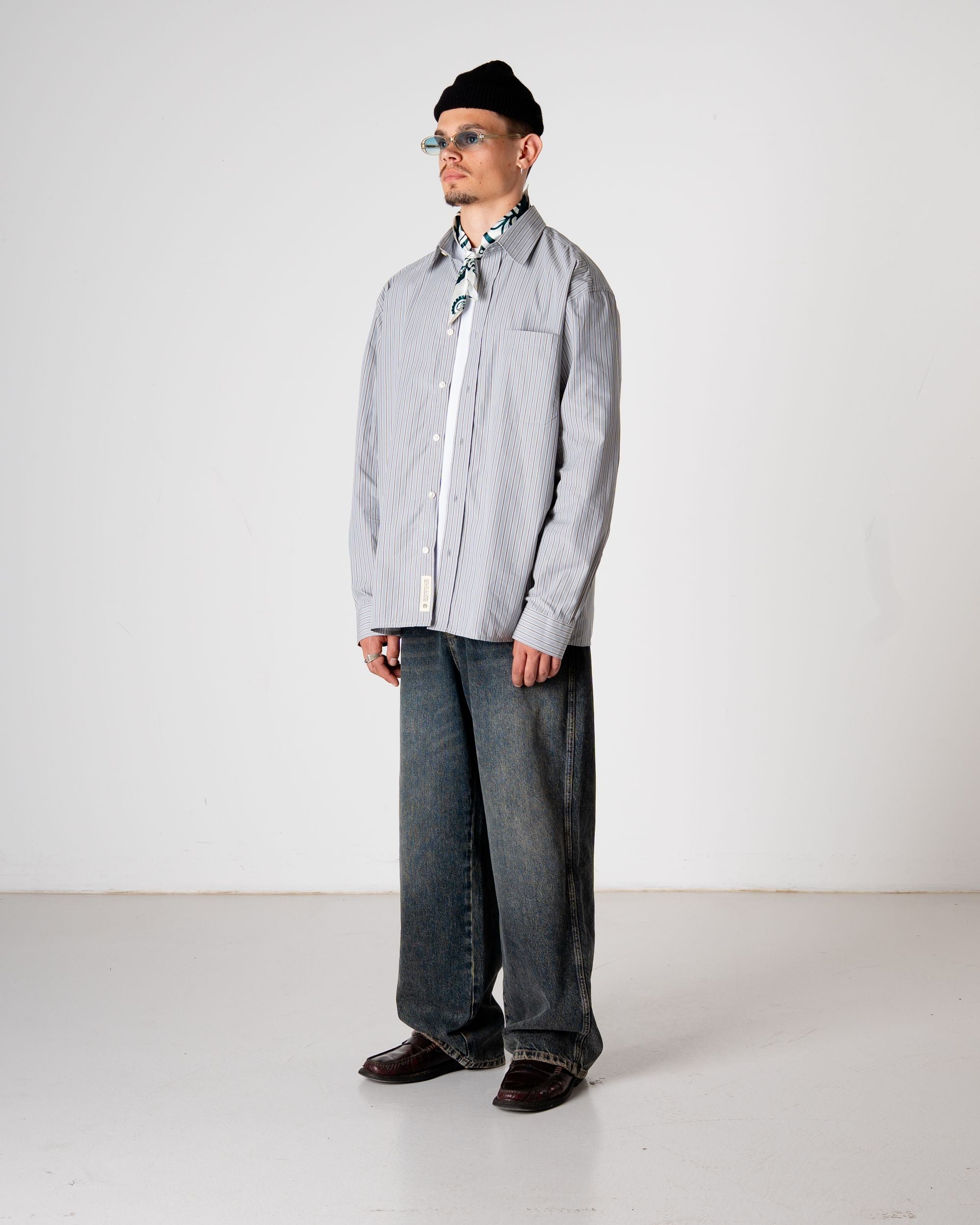 Woodbird WBBuzo Striped Shirt Shirts Light Blue