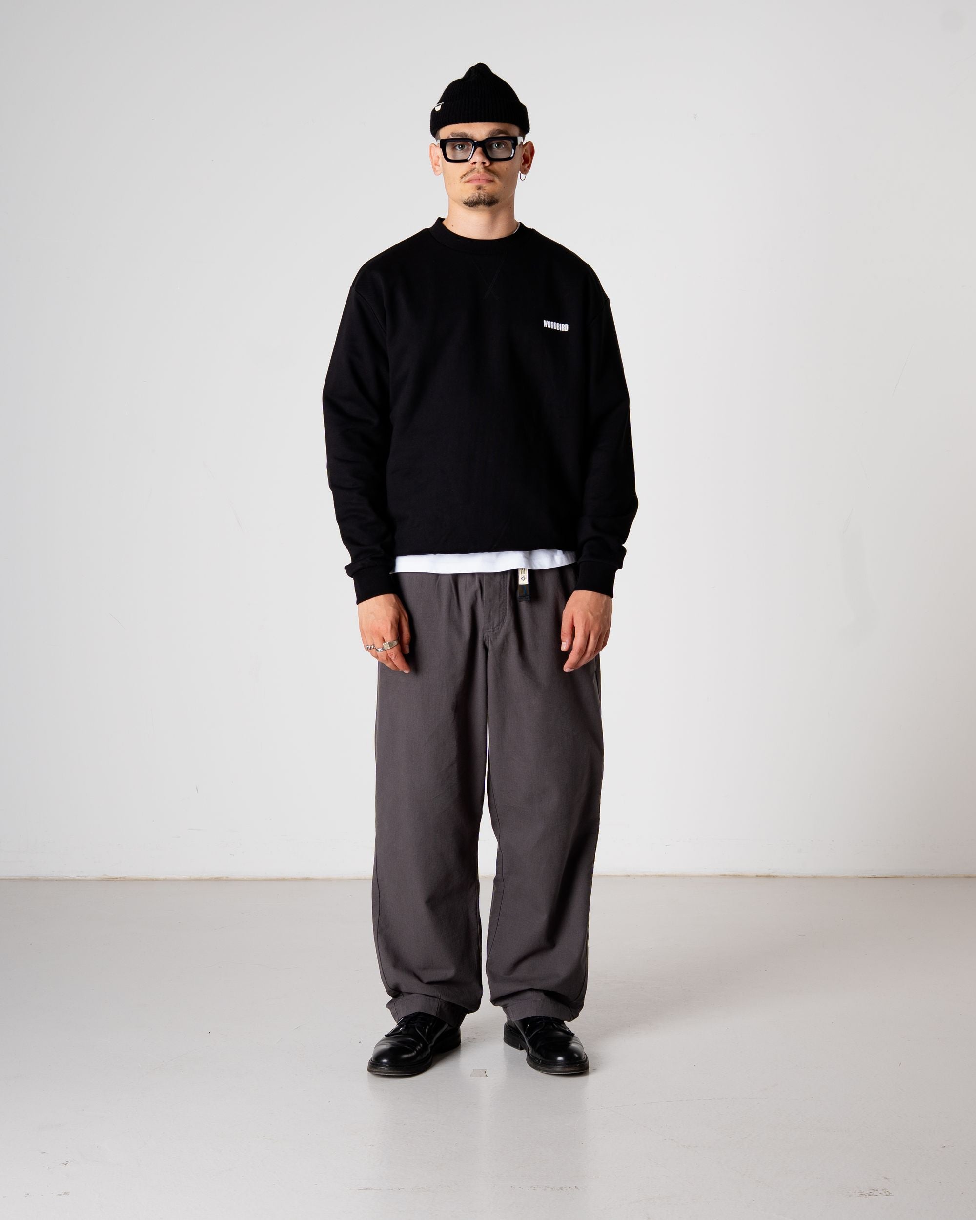 Woodbird WBCane Ming Crew Sweats Black