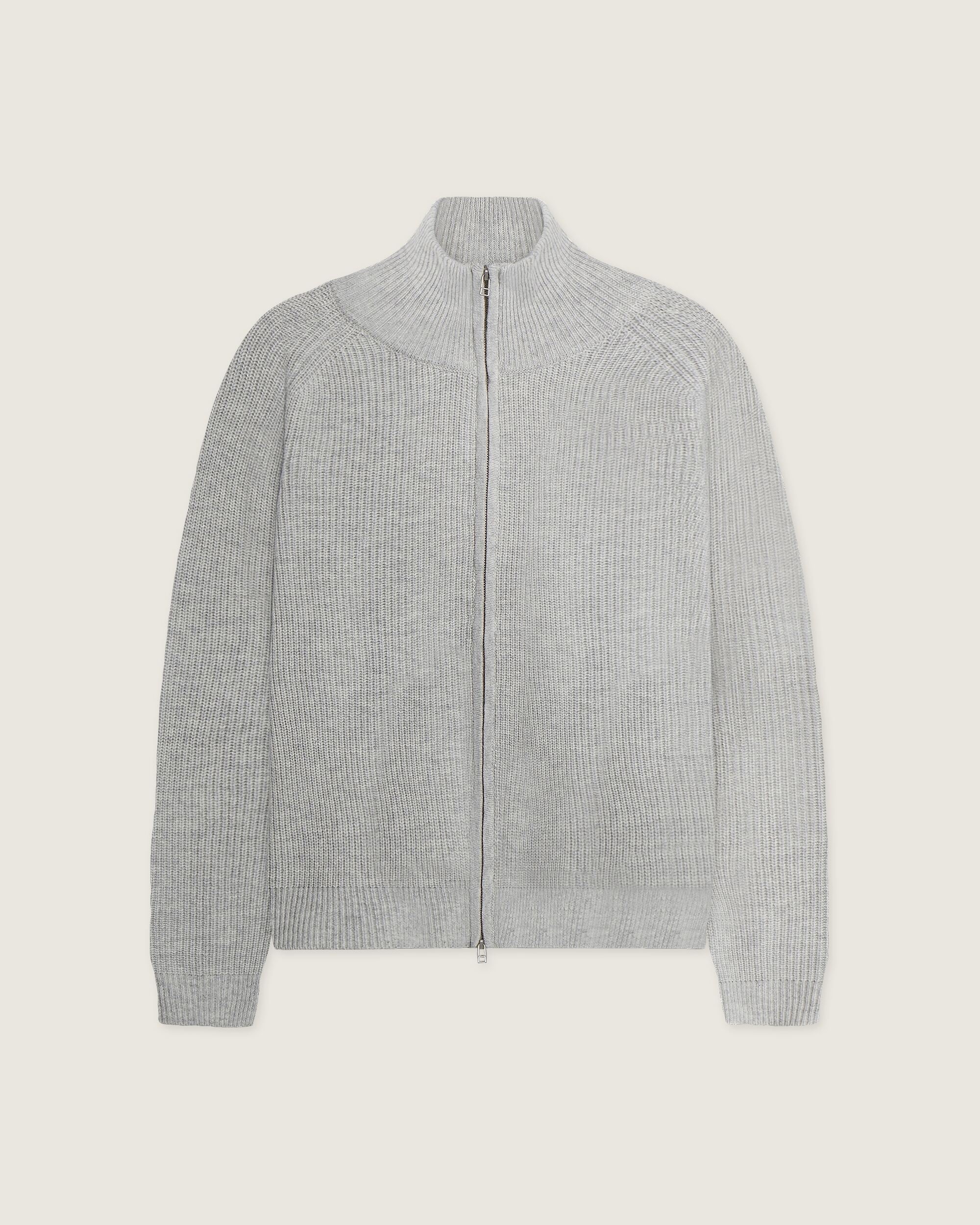 Woodbird WBJass Wool Zip Knits Light Grey Melange