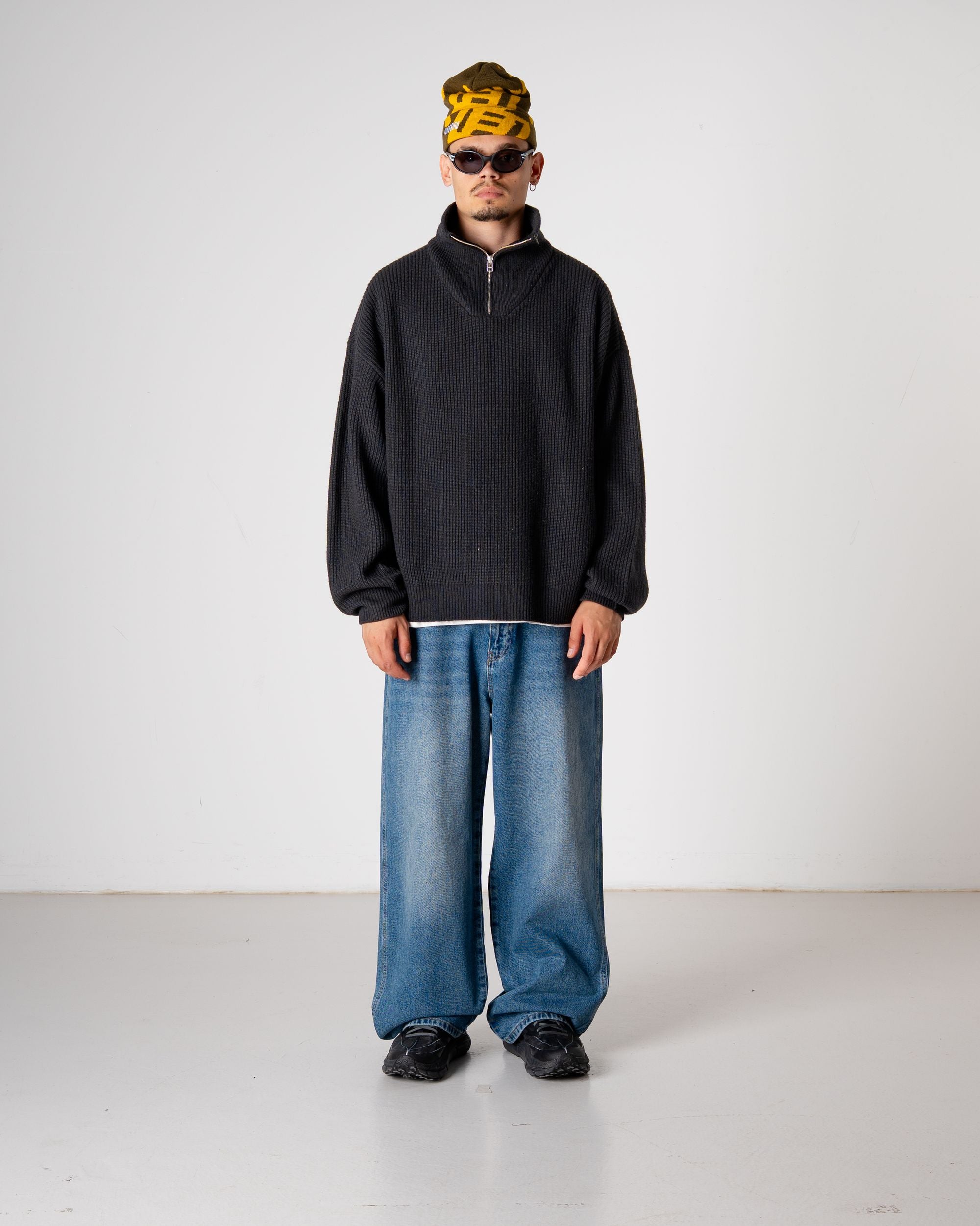 Woodbird WBLee Wool Knit Half Zip Knits Black