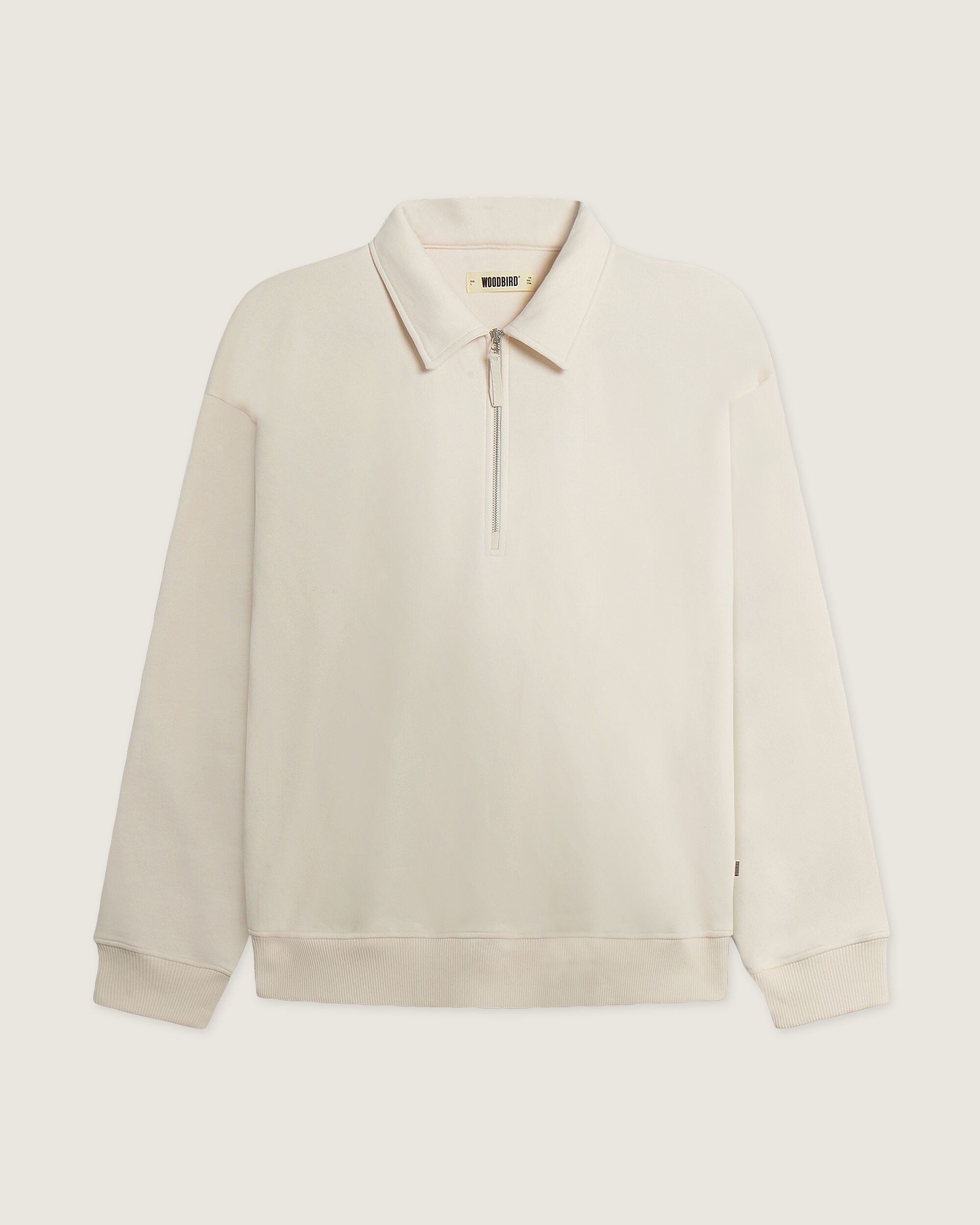 Woodbird WBTom Zip Polo Sweats Off White